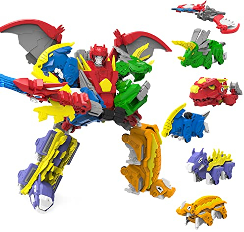 GAGINAN Dinosaurier Kombinierte Roboter Kinder Spielzeug, 26cm 6-in-1 Transformation Roboter Figuren, Demontage Spielzeug für Jungen und Mädchen Alter 6+ (10IN 6in1)