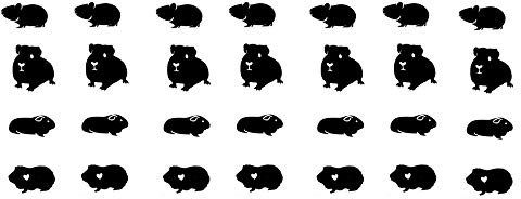 Meerschweinchen Guinea Pig Collection Sammlung (Guinea pig vinyl Stickers set Aufkleber einstellen)