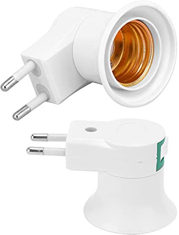 2 adaptadores de enchufe a enchufe, adaptador de enchufe de lámpara E27 que convierte el enchufe en enchufe de lámpara con interruptor de encendido/apagado, base de lámpara de salida de rosca de PVC d