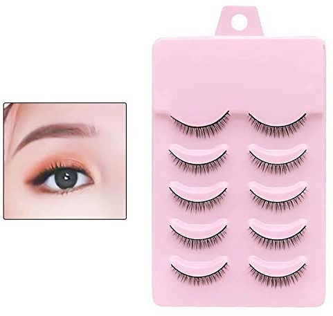 5Pair False Eyelashes 8mm Short Fake Mink Lashes Enlarge Eyes Natural Perfect Fitting Artificial Fiber Extensions Eye Lashes Fake Lashes, Women's Make Up Tools