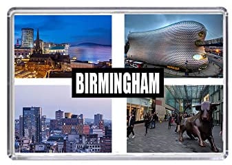 Birmingham Fridge Magnet - 70 x 45mm, Souvenir, Keepsake, Acrylic with Magnetic Strip.