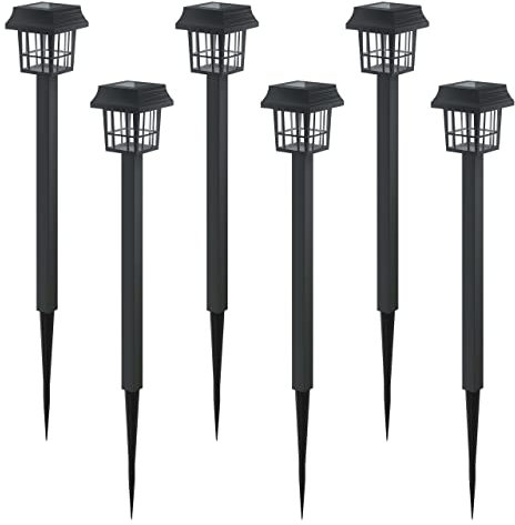 LED Universum 6er-Set Erdspieß-Solarleuchten tageslichtweiß Solar Gartenleuchte aus Kunststoff IP44 Solarlampen für Garten Dekoration Licht für außen (053-9047)