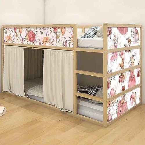 WANDKIND Aufkleber für IKEA KURA Kinderbett Hochbett Klebefolie Möbelfolie Sticker Kinderzimmer Prinzessinnen (Möbel nicht inklusive) IKB511 (5 Sticker Set)