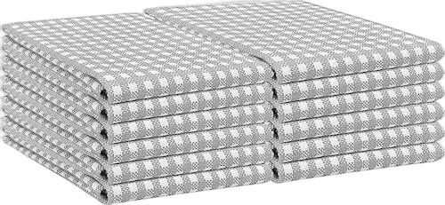 Wholesale Trade Dealz 10 Pack Wonderdry Tea Towels 100% Cotton Kitchen Dish Cloth Long Lasting Quick Absorbent Bar Catering Cloth (Silver)