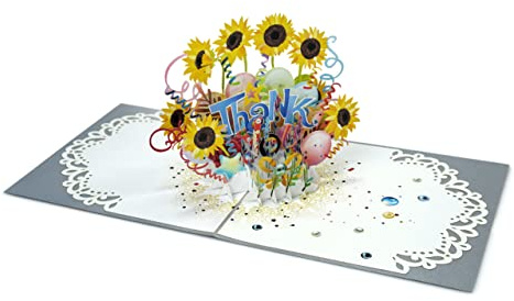paperdora® 3D Pop-Up-Karte „Danke“ mit Umschlag und Wachssiegel - Karte Glückwunschkarte Grußkarte Geschenkkarte Geschenk Gutschein