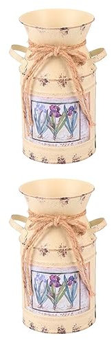 Warmhm 2pcs Retro Gardening Bucket Planter Milk Churn Planter Vintage Decor for Home Office