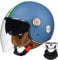 Vespa Motorcycle Helmet,Retro 3/4 Open Face Motorcycle Half Helmet with Double Visor, for Men Women Scooter ATV Cruiser Helmet ECE/DOT Approved 3,L58-59 cm