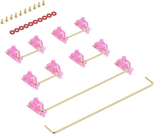 Zkeebs DUROCK V2 Screw-in Stabilizers, 7U, 6.25U, 2U Clear PCB Mount Stabilizer Pre-Clipped, Wire Popping PCB Screw Stabs for Mechanical Keyboards (80% TKL Kit) (Miami Vice Pink)