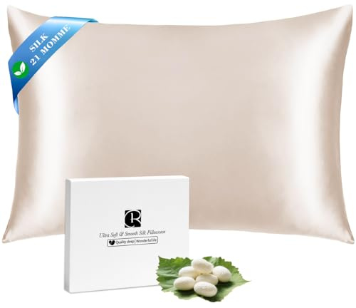 Ravmix Seidenkissenbezug 40x60 Maulbeerseide, für Haar & Haut, Beige | Silk Pillowcase mit verstecktem Reißverschluss, mindert Knitterfalten und Frizz, natürlich kühl Atmungsaktiv Glatt, 1 Stück