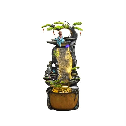 Tischwasserbrunnen Fließende Wasserdekorationen, kreisförmige Bodendecke, Wohnzimmer, Büro, Steingarten, Einweihungsgeschenk, Dekorationen, pastorale Landschaft, Bodendeckendekorationen Büro-Entspannu