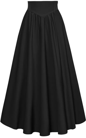 Damen Renaissance Trachtenrock Elegant Lace Up mit Reißverschluss Lange Rock Schwarz XXL