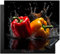 KitchenYeah© Protection Pour Plaque Induction 60x52 cm Deco Cuisine Protégé Cache De Cuisson Vitroceramique Piment doux - Eau - Noir - Légume - Rouge - Jaune