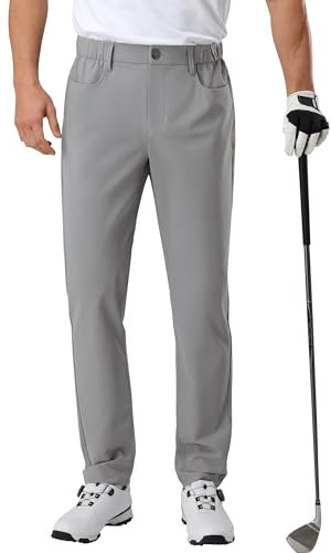 Pioneer Camp Herren Golfhose Stretch Atmungsaktiv Lang Golf Pants mit Elastischer Bund und 3 Funktionelle Taschen Grau Größe:38