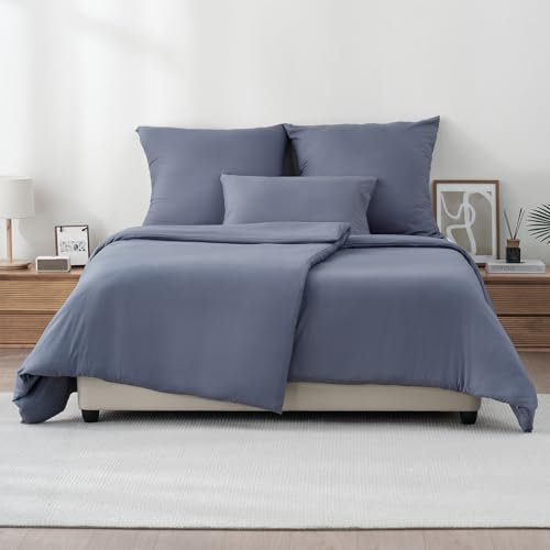 Z-hom Bettwäsche 135x200 cm + 1 Kissenbezüge 80X80 cm - Oeko-Tex zertifizierte, Bettwäsche-Sets Polyester Mikrofaser mit Reißverschluss, Superweiches Bettbezug Set Dunkelgrau