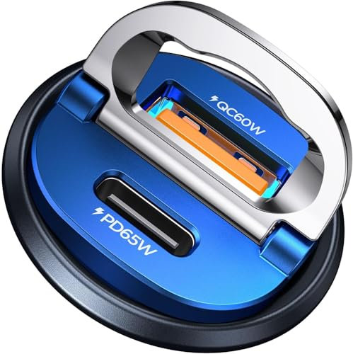 MRGLAS Schnelles USB C Autoladegerät, [Super Mini] [Metall] USB C Autoladegerät Adapter Schnellladung [PD65W & QC60W] Dual Port Auto Zigarettenanzünder USB Ladegerät für iPhone16 15 14 Pro Max S24 S23