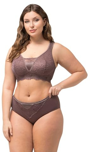 Ulla Popken Damen Midislip, Spitze, Mikrofaser Underwear