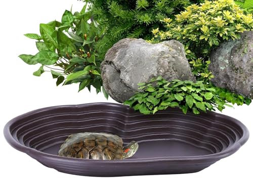 Générique Piscine pour Tortues, Piscine pour Tortues - Plat d’Eau Tortue de Grande Taille,avec Tuyau de Drainage Conception de Trou Rond Amphibiens Animaux Tortue réservoir Baignoire pour Serpent