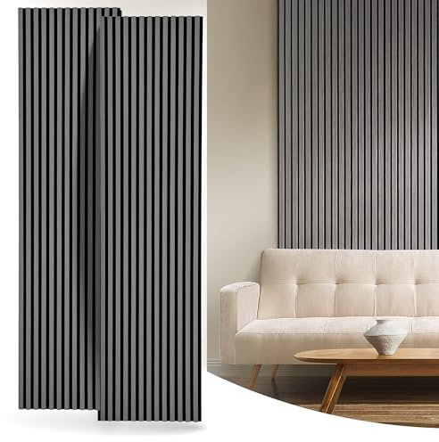 Home Treats Wall Panel Wood Slat | Decorative Wooden Panelling 3D Slatted Acoustic Sound Absorbing Ceiling or Wall Slats (Light Grey, 300 x 60cm (3 Pack))
