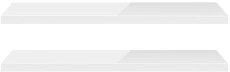 eSituro Wandregal 2er Set, Regal Wand weiß Hochglanz, Hängeregal, Schweberegal, Regalbrett Bücherregal zum Aufhängen, Wandboard für Wohnzimmer Küche Arbeitszimmer Badezimmer, 90x22.9x3.8 CM