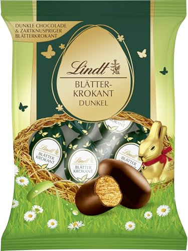 Lindt Schokolade Blätterkrokant Mischung | 85 g | Zartknuspriger Krokant in dunkler Milchschokolade | Schokoladen-Geschenk zu Ostern | Osterschokolade
