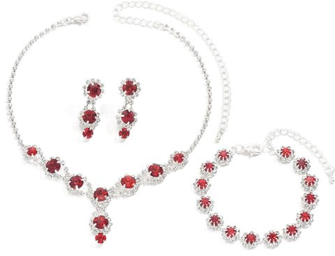 TTPSRY Parure Gioielli Donna Cristallo Brillante Collana Orecchini Bracciale Elegante Cerimonia Matrimonio Accessori Lusso