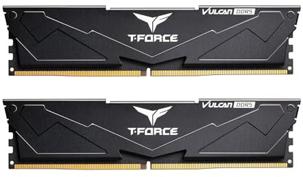 TEAMGROUP T-Force Vulcan DDR5 64GB (2x32GB) 6400MHz (PC5-51200) CL34 Desktop-Speichermodul RAM für 600 700 Series Chipsatz XMP 3.0 Schwarz FLBD564G6400HC34EDC01