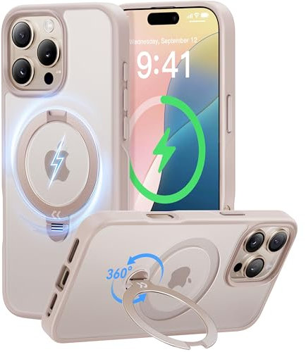 CASEKOO 360° MagicStand (Pro-Version) für iPhone 16 Pro Hülle für MagSafe [Unsichtbarer Ständer] [Militärschutz] Stoßfest Kratzfest Schutzhülle Griffig Case Dünn Handyhülle - Wüstensand