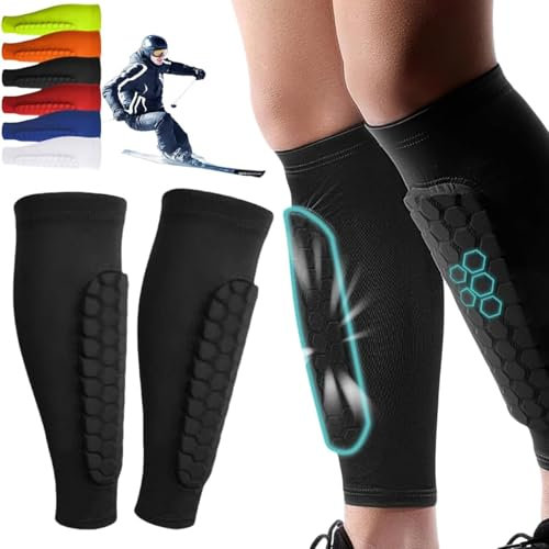 HOUXIANDOU Shinbang Shields, Shinbang 2.0 – Shindefender Schienbeinschoner, Shinbang Ski-Protektoren, Shinbang Ski, Shin Defender Schienbeinschoner (Schwarz,S)