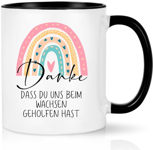 CHUIN DRUCK Dankeschön Geschenke für Erzieherin Abschiedsgeschenk Kindergarten Geschenk für Erzieher Lehrerin Abschied Geschenk Tasse Danke dass du uns beim Wachsen geholfen hast, 320ml Schwarz