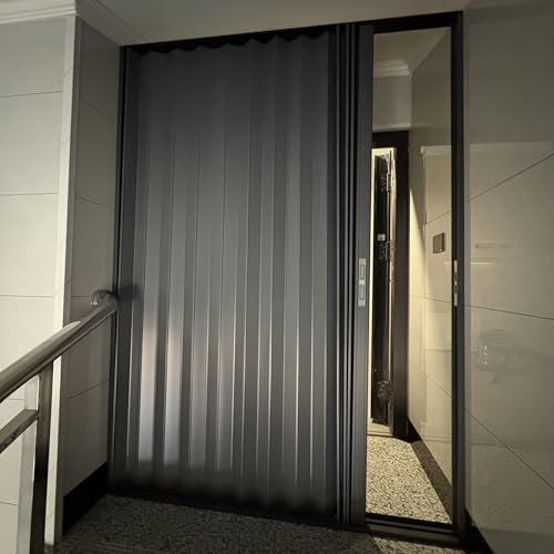 Falttür Innentüren Zimmertür Faltbare Schiebetür für Zuhause, Großes Falttor für Drinnen Grau, Büro/Speisekammer Vier Jahreszeiten Falttüren(61x80in (155x203cm))