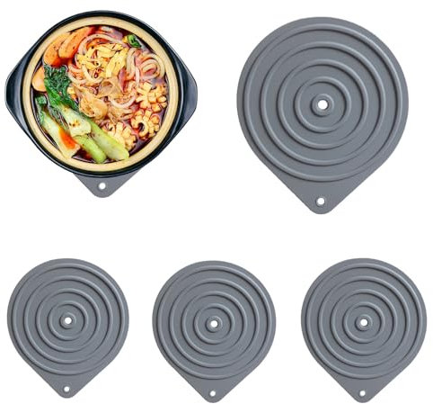Microwave Plate Warmers Food Warming Mat for Warming Dinner Plates, Multi-Purpose Silicone Food Warmers, Non-Slip Silicone Mats Heat Resistant Serving Mats for Oven Hot Pan Dinner Cooking (4PCS B)