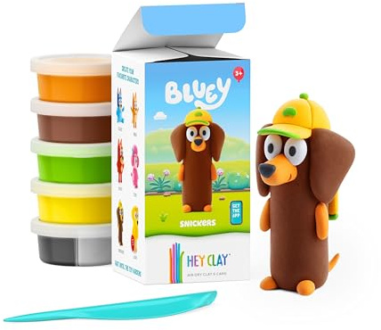HEY CLAY Bluey & Freunde - Lufttrocknende Knete für Kinder - Bastelset 3+ (Snickers)