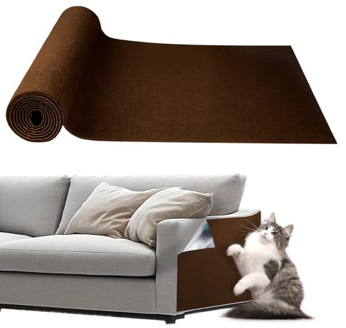 Storystore Selbstklebend Kratzmatte Katze, 40cm x 150cm Katzen Kratzmatte Kratzschutz Sofa Katze, DIY Katzes Katzenteppich Wand Kratzschutz für Katzenständer, Sofa, Katzenturm (Braun)