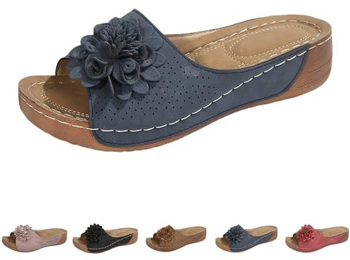 orthopaedic sandals for women uk Wide Fit Summer Slides Fashion Flower Comfortable Beach Slider Open Toe Slide Backless Slipper Non-Slip Thick Cushion Outdoor Shoes