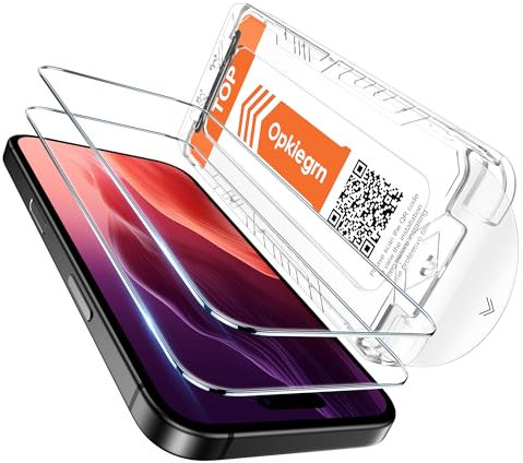 Opkiegrn 2 Pièces Verre Trempé pour iPhone 16 Pro Max Protection écran [Dépoussiérage Automatique] Installation Simple, Sans Bulles d'air, Anti Rayures, 9H Dureté Ultra HD Couverture Complète Film