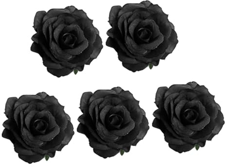 Anneome 5 pièces Broche Rose Noire Artificielle Accessoire Funéraire Élégant et Décoratif Épingle à Cheveux et Broche Polyvalente pour Vêtements et Sacs