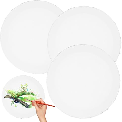 LIFKICH Runde Leinwandplatten zum Malen 3 Stück für Anfänger 20x20 cm Weiß | Ölmalerei und Selbstgemacht Projekte, Einfache Form, Robustes Canvas, Langlebig und Farbstabil