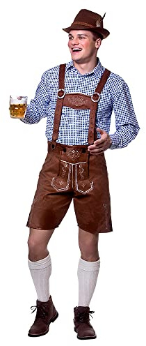 Adult Mens Deluxe Authentic Lederhosen (Faux Suede) - Large