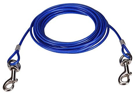 CtopoGo Cable de Amarre para Perros de 10 pies/16 pies/33 pies,Cable de Amarre para Mascotas, Cable para Atar al Perro en Exteriores, Se admiten Mascotas para Tallas pequeñas/Medianas (5m, Azul)