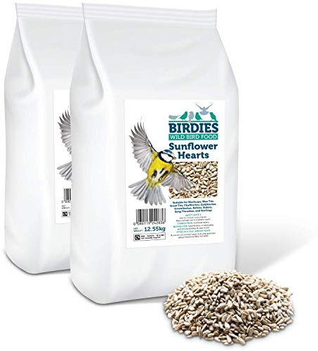 Birdies Sunflower Hearts- Bird Seed for Wild Birds - 25kg Premium Husk Free Bakery Grade Kernels