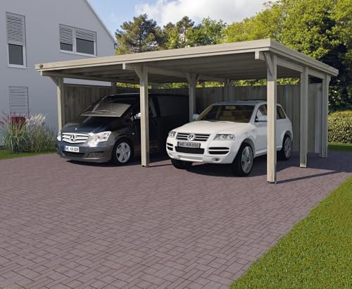 Weka Flachdach-Doppelcarport 618 Gr. 1 mit Trapezblech