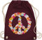 Shirtracer Turnbeutel Rucksack - Sprüche Statement - Peace Flower Power - Hippie Peace Zeichen Friedenszeichen 90er 70er - Unisize - Bordeauxrot - flowerpower bags 70 er jahre gym beutel plant lovers