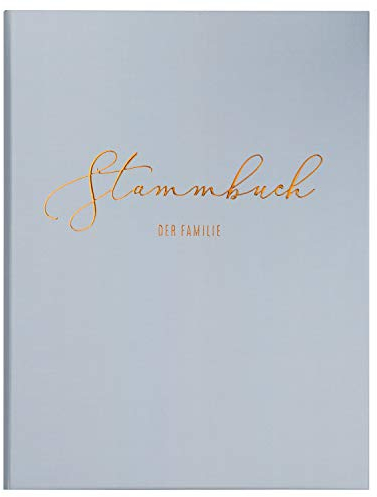 DeinWeddingshop Stammbuch der Familie - Familienstammbuch Hochzeit Standesamt - Deluxe Serie - Hardcover 16x21cm (Pastell-Türkis/Kupfer)