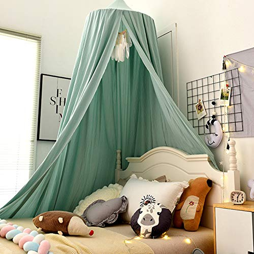 Koomuao Baby Baldachin Betthimmel, Babybett Bettvorhang Hängende Rund Princess Insektennetz Moskitonetz für Kinderzimmer und Spielzimmer Dekoration, Höhe 250cm (Grün)