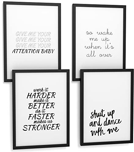 Papierschmiede® Premium Spruchposter Set 4er DIN A4 (21x30 cm) Motiv: My Favourite Songs, Lieder Texte, Typografie Bilder Wohnzimmer Schlafzimmer ohne Rahmen