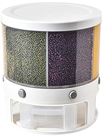 ChengBeautiful Boîte De Rangement De Riz Distributeur de denrées Alimentaires rotatives Distributeur de Riz 6 Grille Aliments secs de Fruits de Fruits de Fruits pour la Maison et la Cuisine