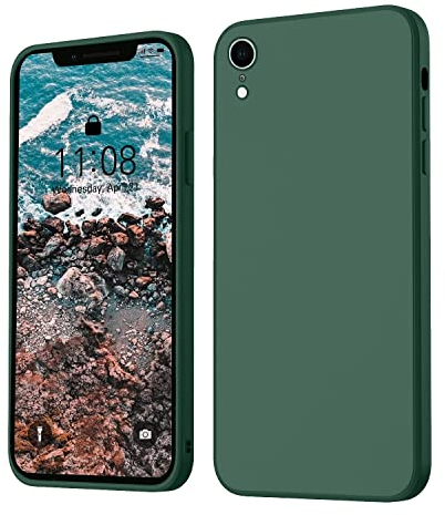 ORDA Silikon Case, Handyhülle für iPhone XR Ultra Dünn Slim mit Microfiber, Kratzfeste Rundumschutz Schutzhülle Hülle für iPhone XR 6.1'' Dunkel Grün