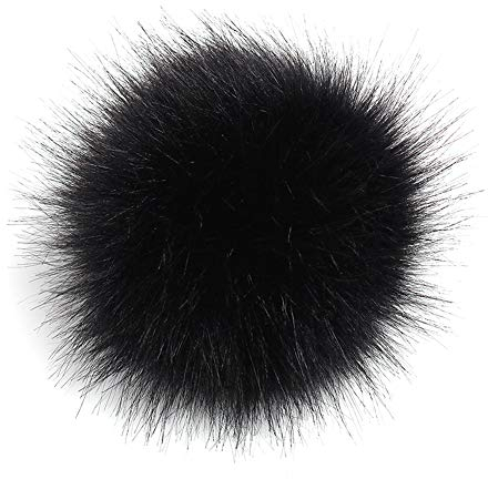 Verliked Kunstfell, 12 cm, Kunstfell, flauschig, Bommel, Bommel, Basteln, Pompon, Ball, für Hüte, Schals, Handschuhe, Tasche, Schwarz