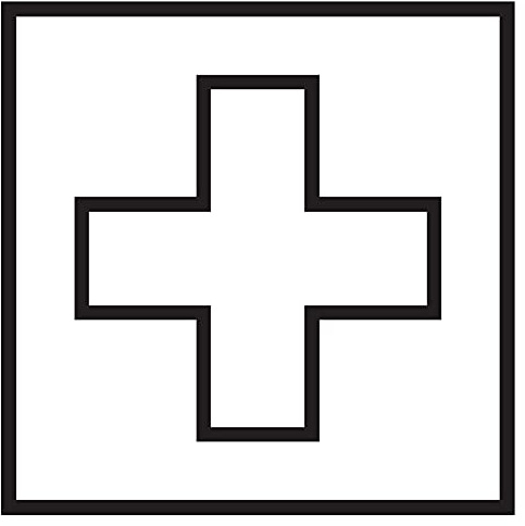 Aufkleber I Türschild Piktogramm Erste-Hilfe-Raum, Folie, selbstklebend, 150x150mm