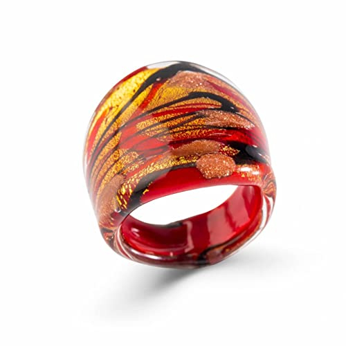 Anellissimo Damenring Murano Glas Rubin -, Silber, Gold